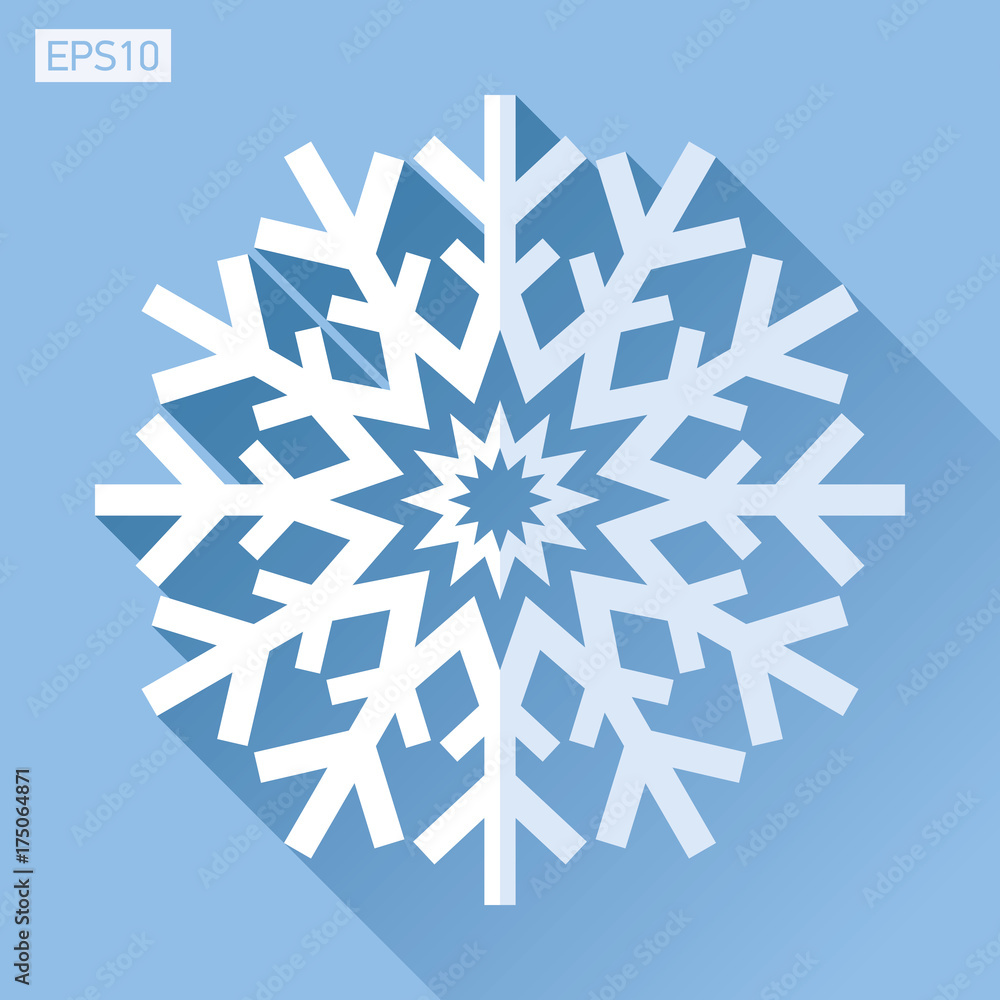 Snowflake icon in flat style on color background. Ice crystal. Vector winter design element for you Christmas and New Year's projects Snowflake icon in flat style on color background. Ice crystal. Vector winter design element for you Christmas and New Year's projects