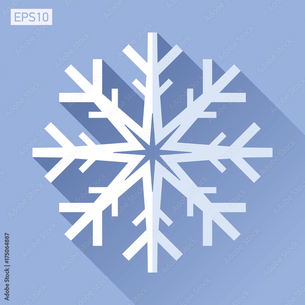 Naklejka Ikona śnieżynki w płaski na kolor tła. Kryształ lodu. Element projektu zima wektor dla Ciebie projektów świątecznych i noworocznych