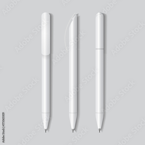 White Pen, Pencil, Marker. Branding Stationery Template. Vector illustration. Mock Up Template