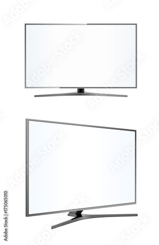 LED tv television screen blank on white background