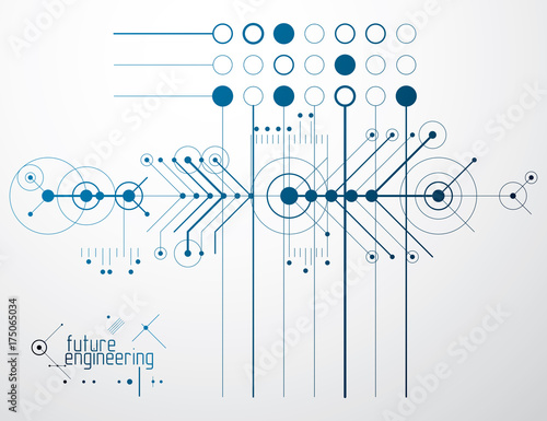 Vector industrial and engineering background, future technical plan. Abstract blueprint of mechanism, mechanical scheme.