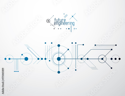 Vector industrial and engineering background, future technical plan. Abstract blueprint of mechanism, mechanical scheme.
