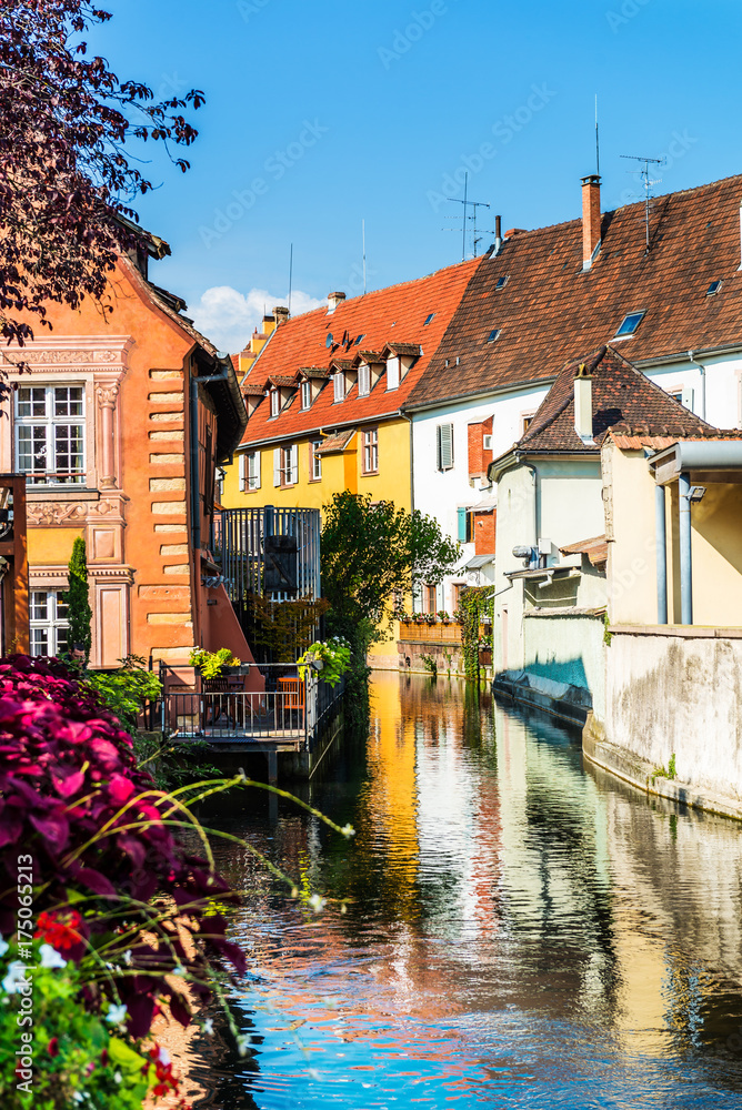 Traditional french houses and shops in Colmar, Alsace, France