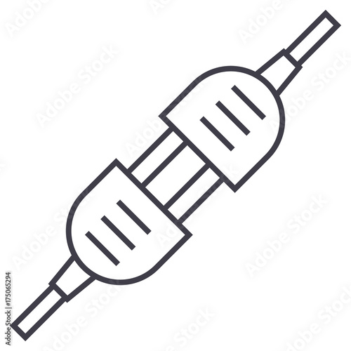 switch on,electrical connector vector line icon, sign, illustration on white background, editable strokes