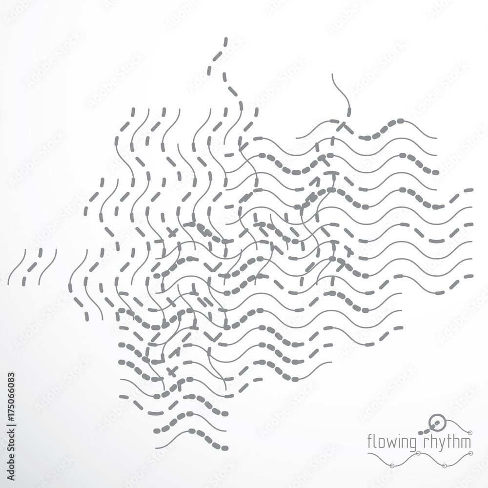 Obraz premium Abstract wavy lines rhythm pattern. Vector technical background, artistic graphic illustration.