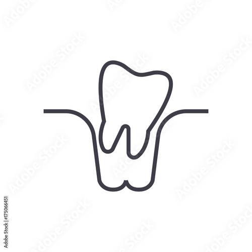 tooth extraction vector line icon, sign, illustration on white background, editable strokes