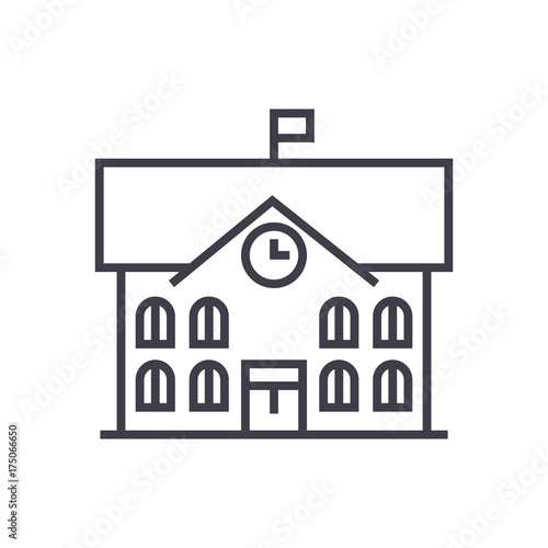 town hall,city hall vector line icon, sign, illustration on white background, editable strokes