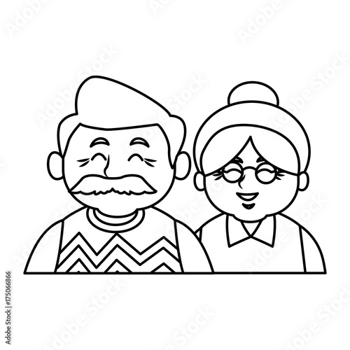 Cute grandparents couple cartoon icon vector illustration graphic design