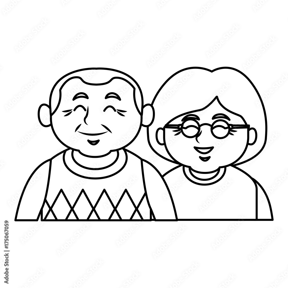 Cute grandparents couple cartoon icon vector illustration graphic design Cute grandparents couple cartoon icon vector illustration graphic design