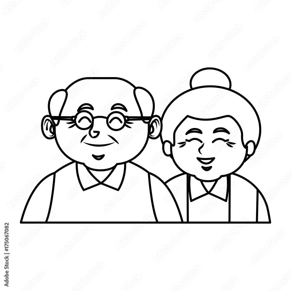 Cute grandparents couple cartoon icon vector illustration graphic design Cute grandparents couple cartoon icon vector illustration graphic design
