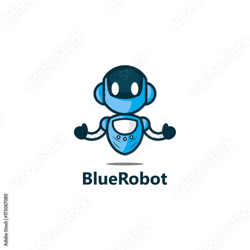 Blue Robot Logo Template Design
