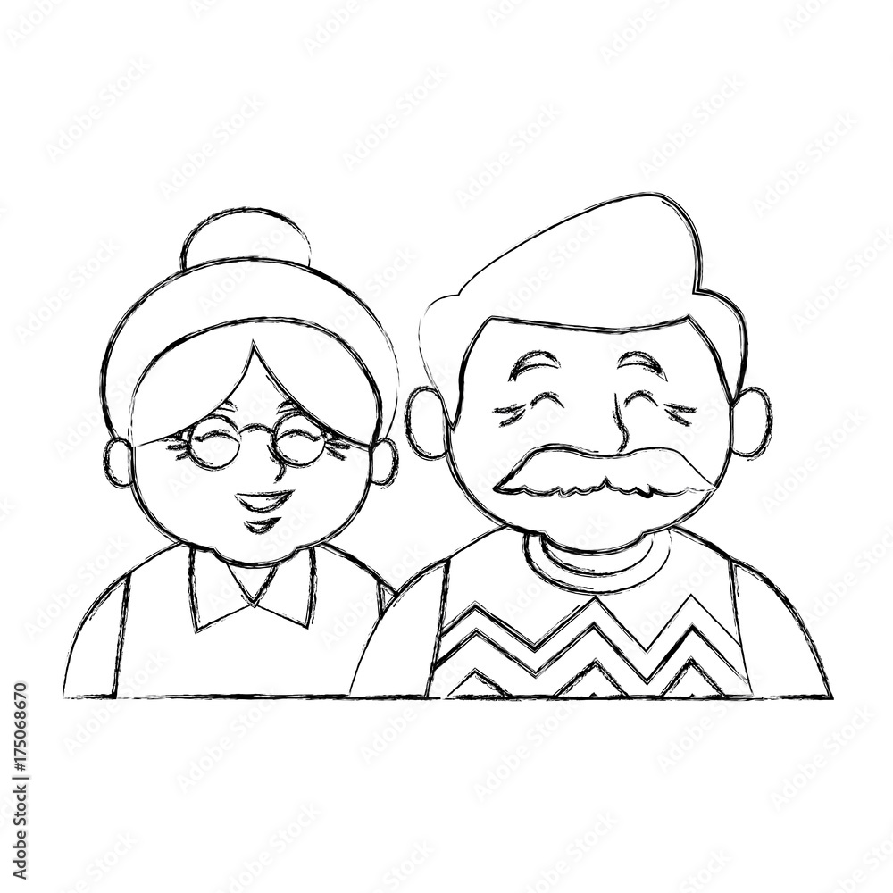 Cute grandparents couple cartoon icon vector illustration graphic design Cute grandparents couple cartoon icon vector illustration graphic design