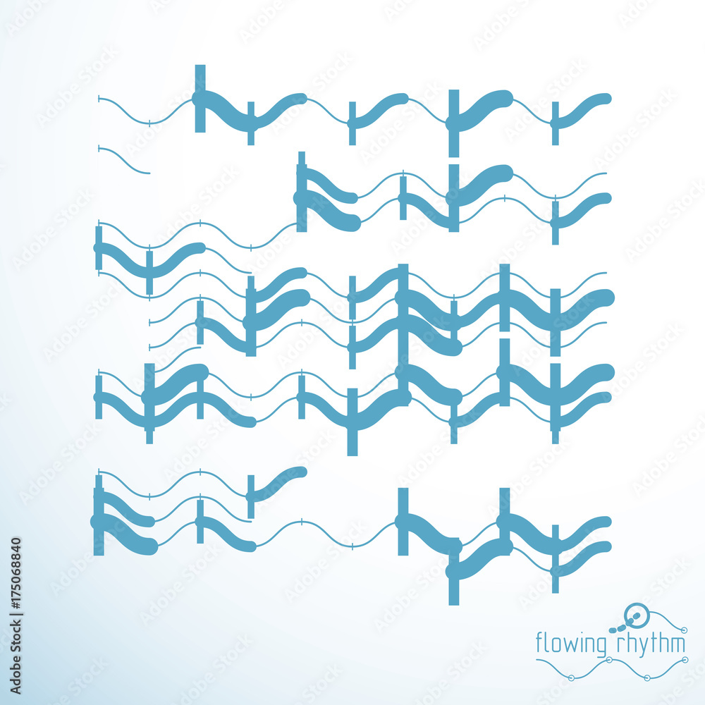 Naklejka premium Abstract wavy lines rhythm pattern. Vector technical background, artistic graphic illustration.