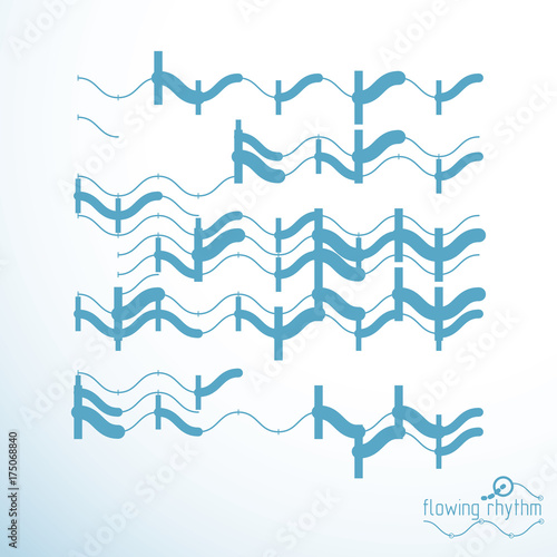 Abstract wavy lines rhythm pattern. Vector technical background, artistic graphic illustration.