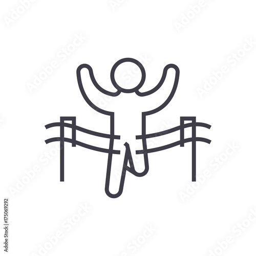 winner run,marafon vector line icon, sign, illustration on white background, editable strokes