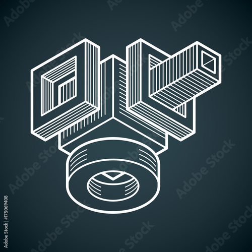Engineering three-dimensional construction, abstract vector trigonometric shape.