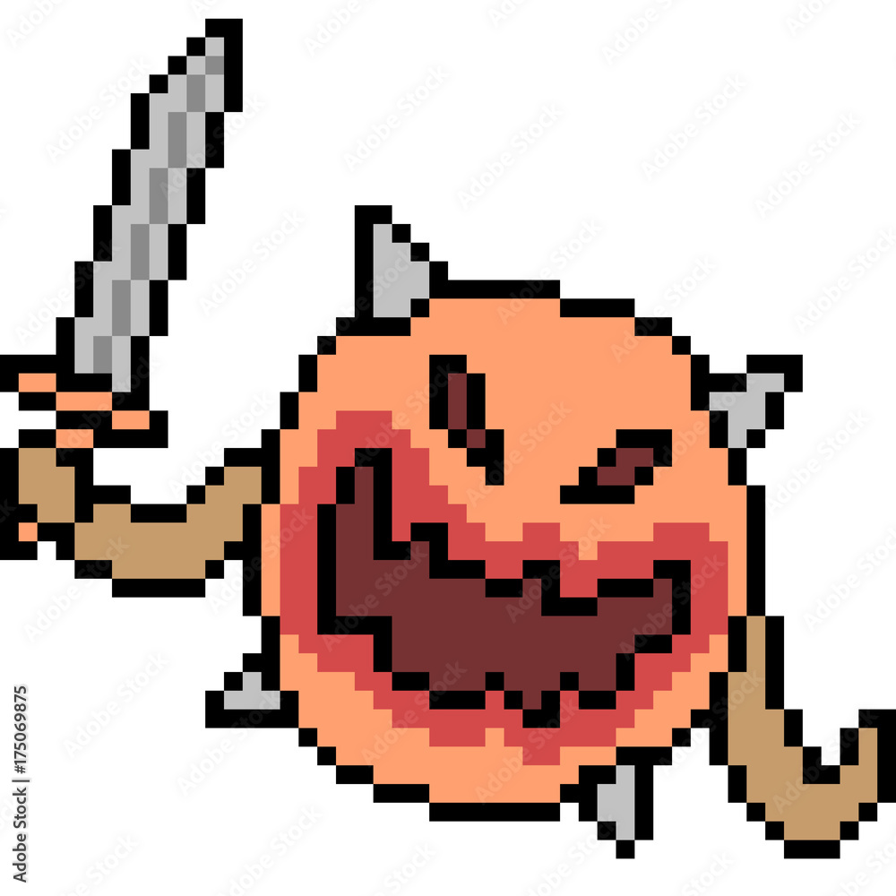 vector pixel art monster sword