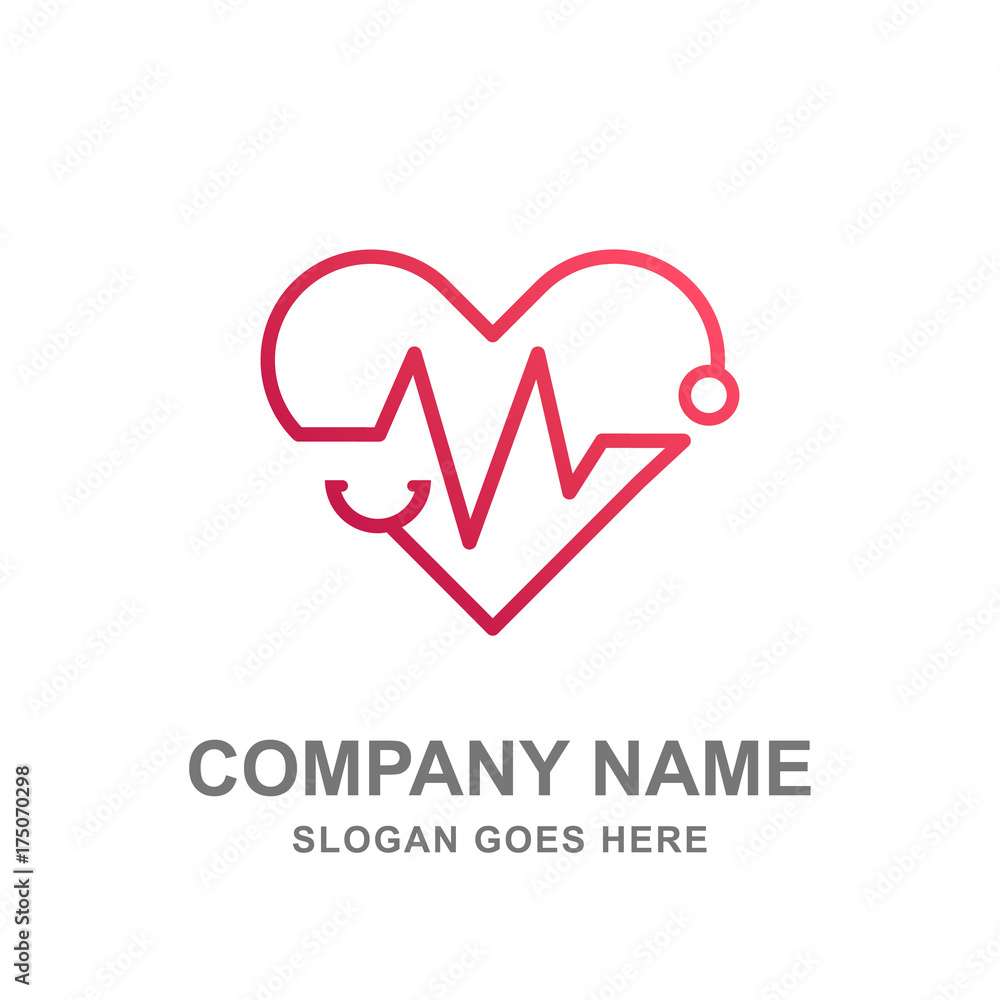 Medical Heart Stethoscope Logo Vector Icon Stock Vector Adobe Stock