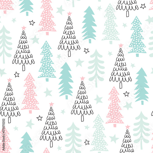 seamless christmas tree pattern vector illustration