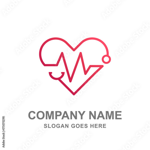 Medical Healthcare Heart Stethoscope Logo Vector Icon 