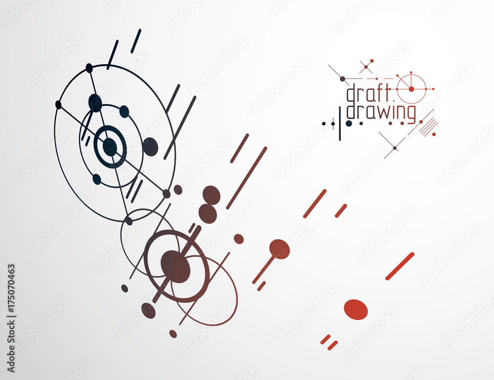 Mechanical scheme, vector engineering drawing with circles and lines. Technical plan can be used in web design and as wallpaper or background. Art graphic illustration. Mechanical scheme, vector engineering drawing with circles and lines. Technical plan can be used in web design and as wallpaper or background. Art graphic illustration.