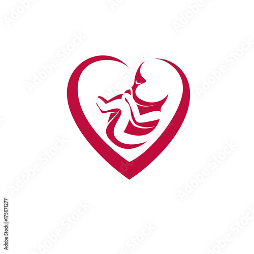 Human fetus hand-drawn vector illustration isolated on white. New life conceptual symbol.
