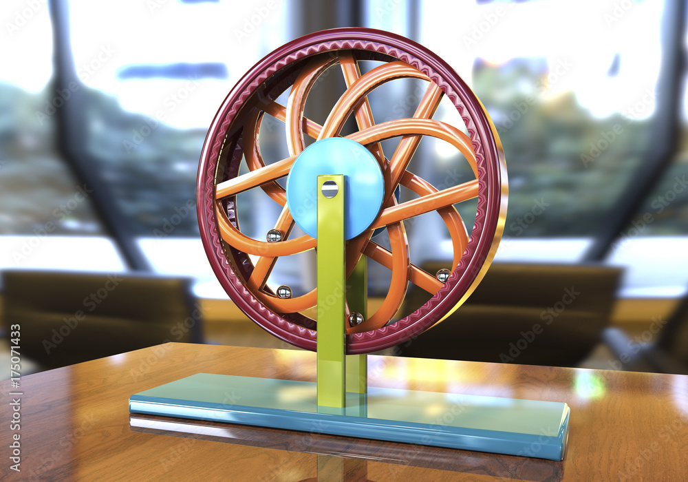 Perpetual motion machine, Perpetuum mobile, 3D illustration. 3D model is accurately made