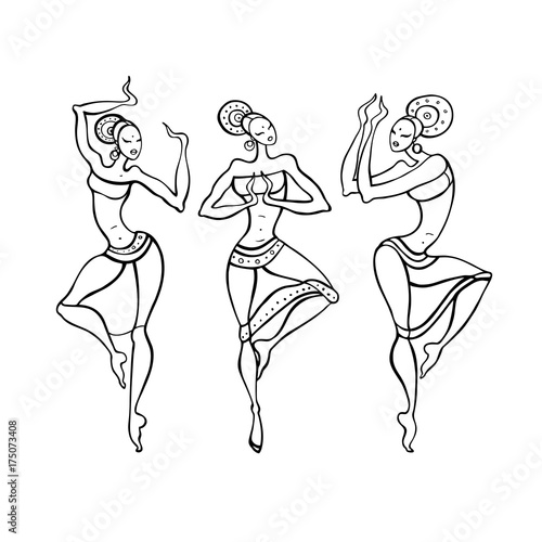 Dancing woman in ethnic style.