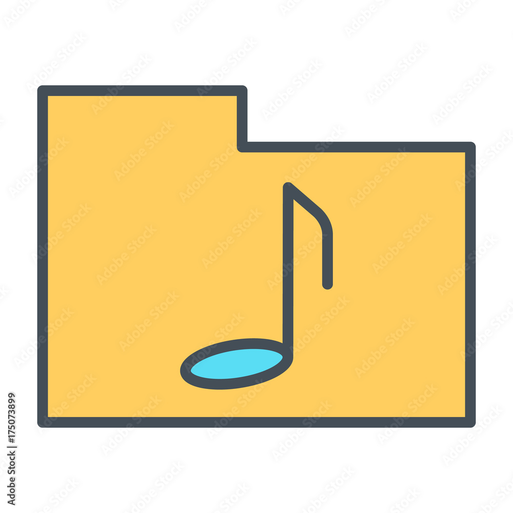 Music folder thin line icon. Vector pictogram Music folder thin line icon. Vector pictogram