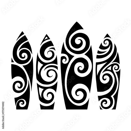 Fototapeta Set of Surf boards. Vector Illustration