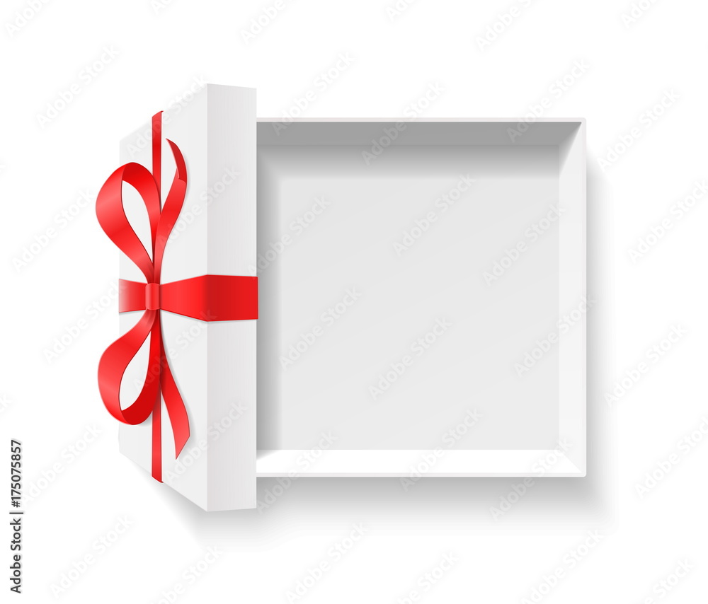 Gift Box With Red Ribbon Bow Stock Photo - Download Image Now