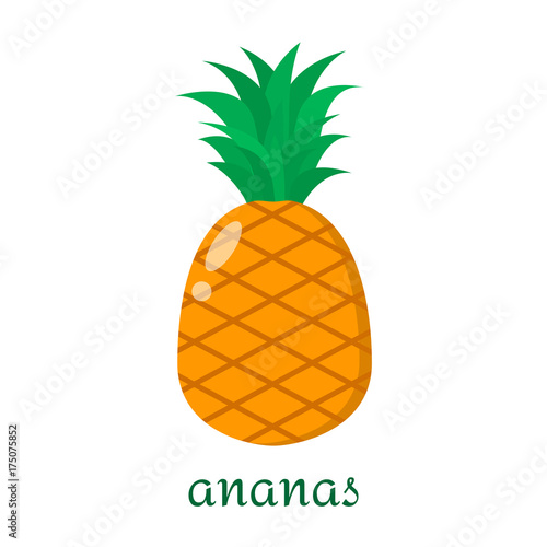 Ananas icon in flat style isolated on white background.