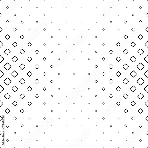 Monochrome abstract square pattern background - black and white geometric halftone vector illustration from diagonal rounded squares