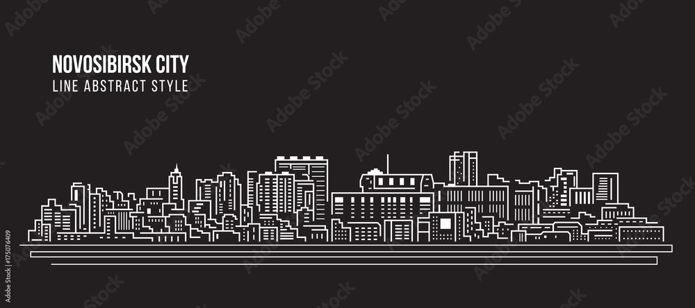 Cityscape Building Line art Vector Illustration design - Novosibirsk city