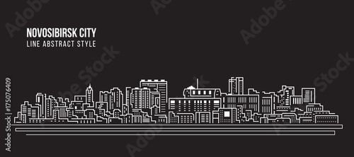 Cityscape Building Line art Vector Illustration design - Novosibirsk city