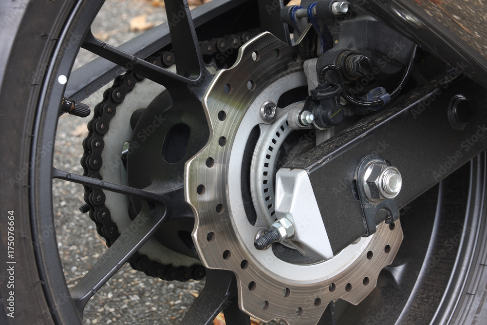 Disc brakes of a motorcycle. Disc brakes of a motorcycle.