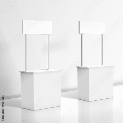 3D Realistic Blank White Promo Stand