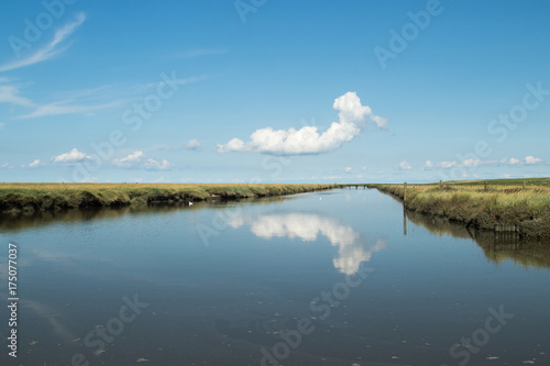 Fototapeta Naklejka Na Ścianę i Meble -  Wolkenspiegelung in der Nordseelandschaft