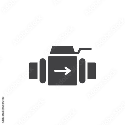 Valve icon vector, filled flat sign, solid pictogram isolated on white. Pipe tap with direction of flow symbol, logo illustration.