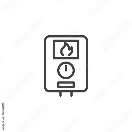 Water heater line icon, outline vector sign, linear style pictogram isolated on white. Symbol, logo illustration. Editable stroke