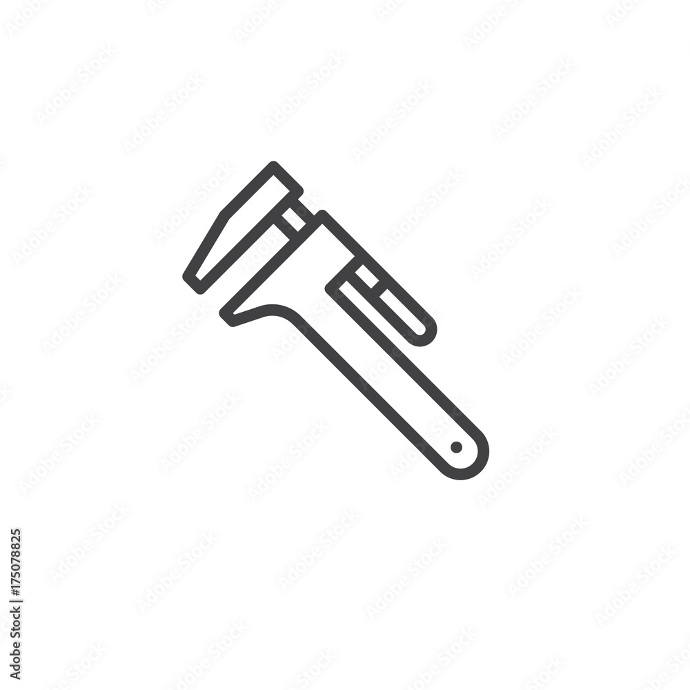 Gas pipe wrench line icon, outline vector sign, linear style pictogram isolated on white. Symbol, logo illustration. Editable stroke Gas pipe wrench line icon, outline vector sign, linear style pictogram isolated on white. Symbol, logo illustration. Editable stroke