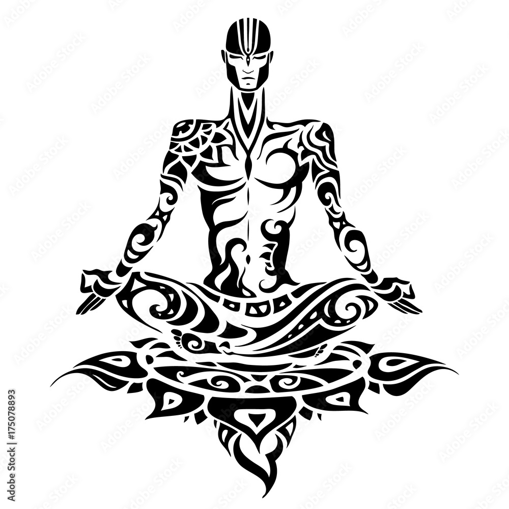 Meditation. Yoga man Silhouette. Meditation. Yoga man Silhouette.