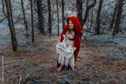 Children play in the Little Red Riding Hood and the wolf