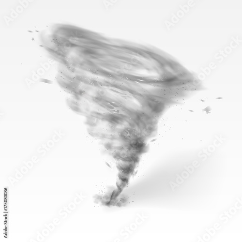 Realistic Tornado Swirl Isolated On White Background