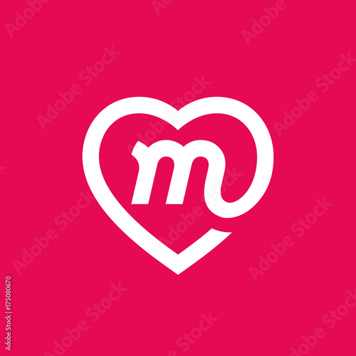 Letter M heart logo icon design template elements