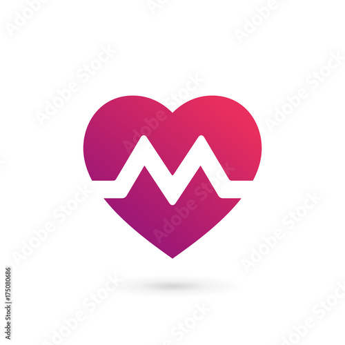 Letter M heart logo icon design template elements
