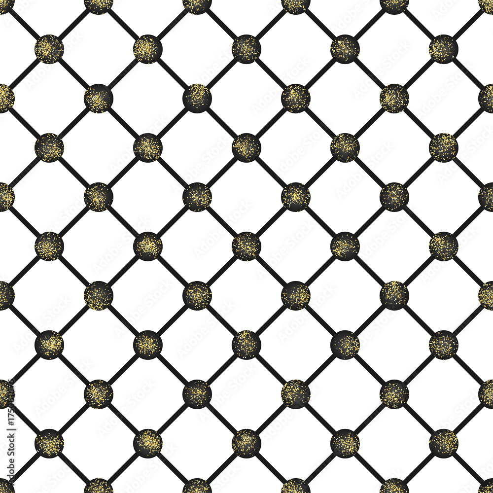 Fototapeta premium Gold glitter rhomb seamless pattern. Vector
