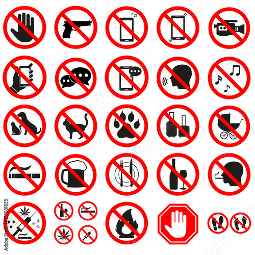 prohibition signs on white background