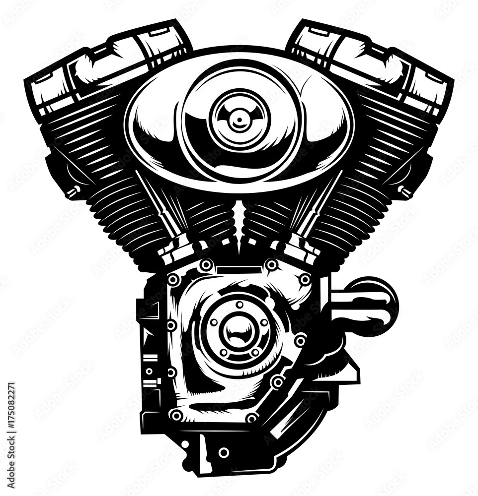 Premium Vector, Motorcycle engine