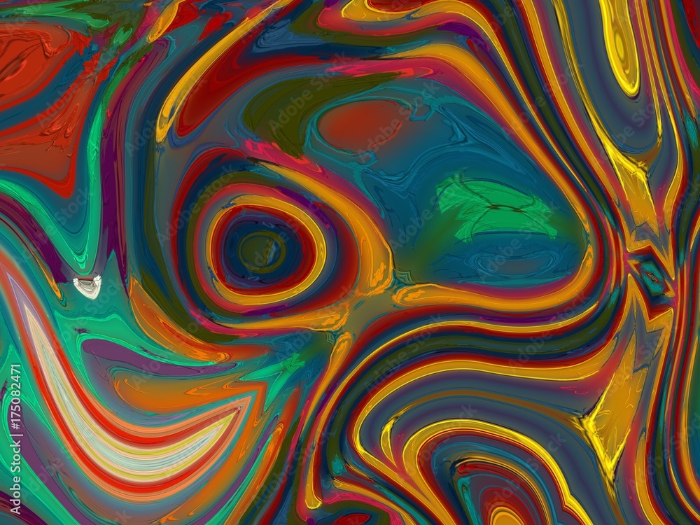 graphic illustration of liquid swirl marble pattern background in vivid funky tone color 